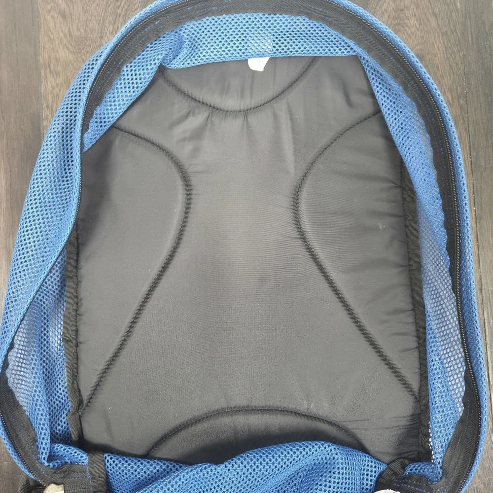VTG Eastpak Made in USA Full Mesh See-Through Blue Backpack Festival Rave Street
